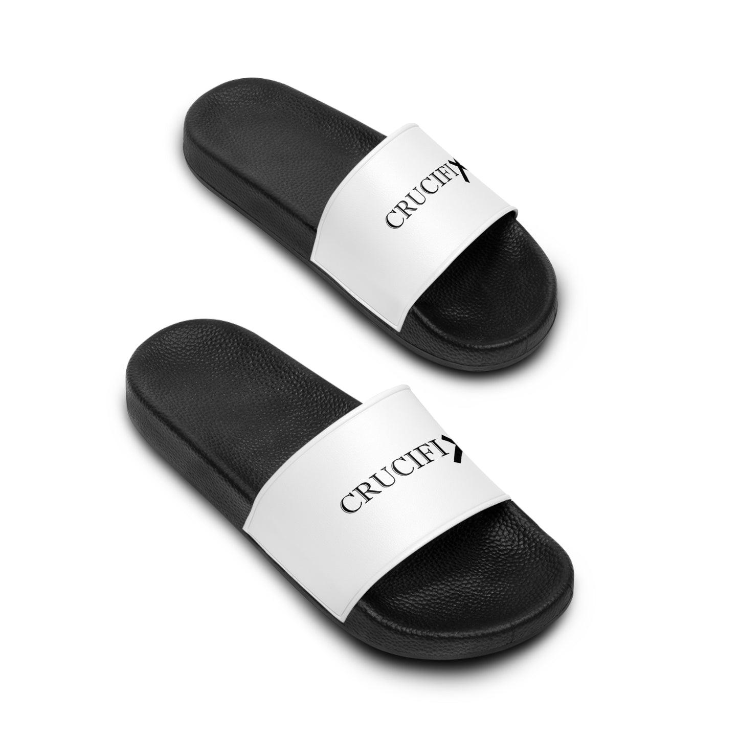 Slide Sandals — Women's 'CRUCIFIX' Monochrome Pool Slides