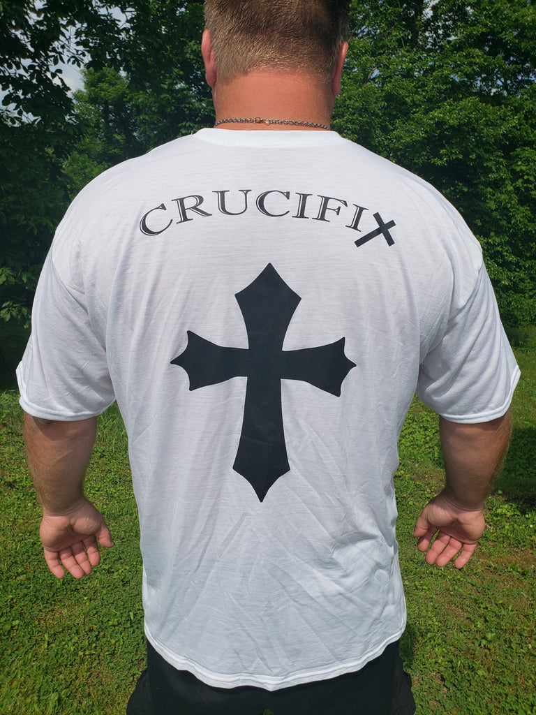 Light Weight White Crucifix Cross T-Shirt