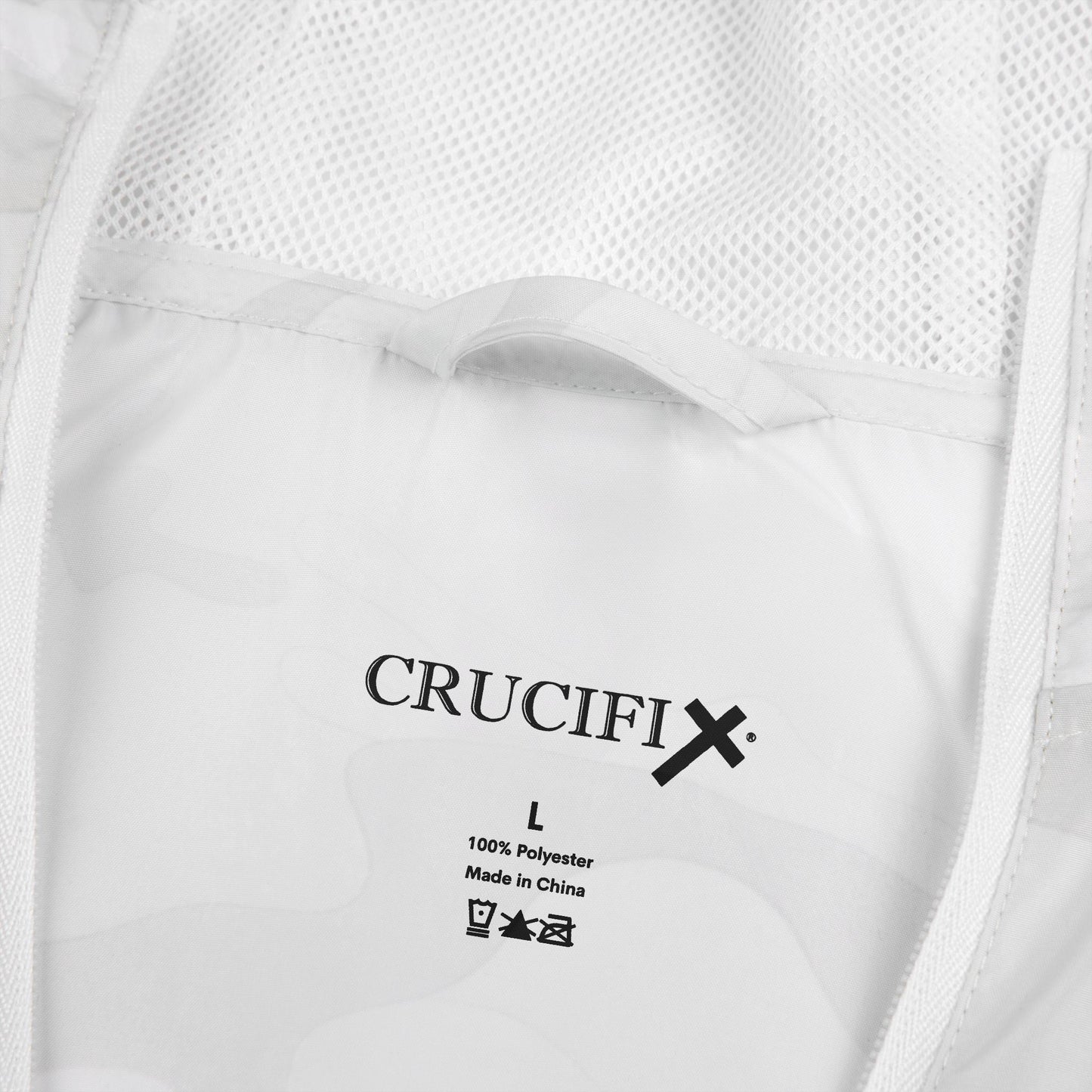 Crucifix Cross Windbreaker Jacket – Christian Streetwear with Sleeve & Back Graphic