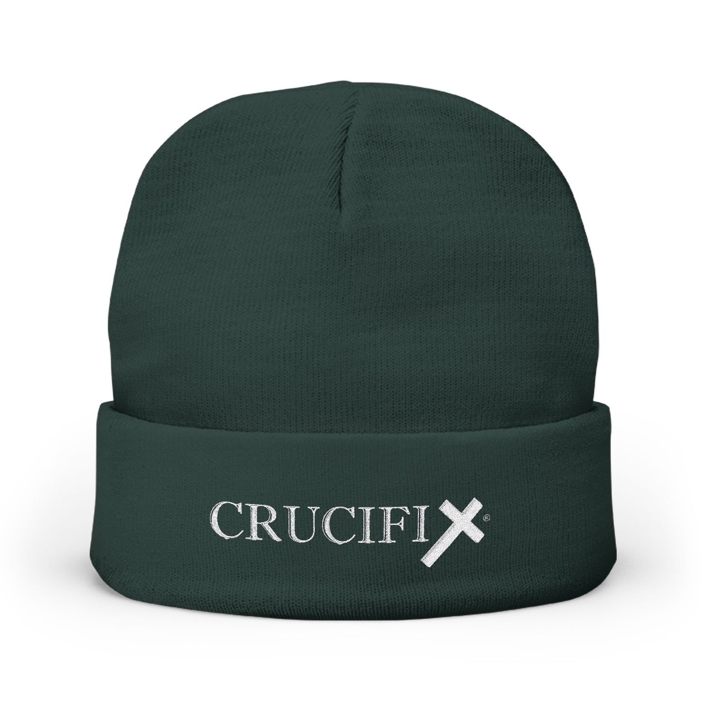 CRUCIFIX Embroidered Beanie Hat– Premium Cuffed Knit Cap