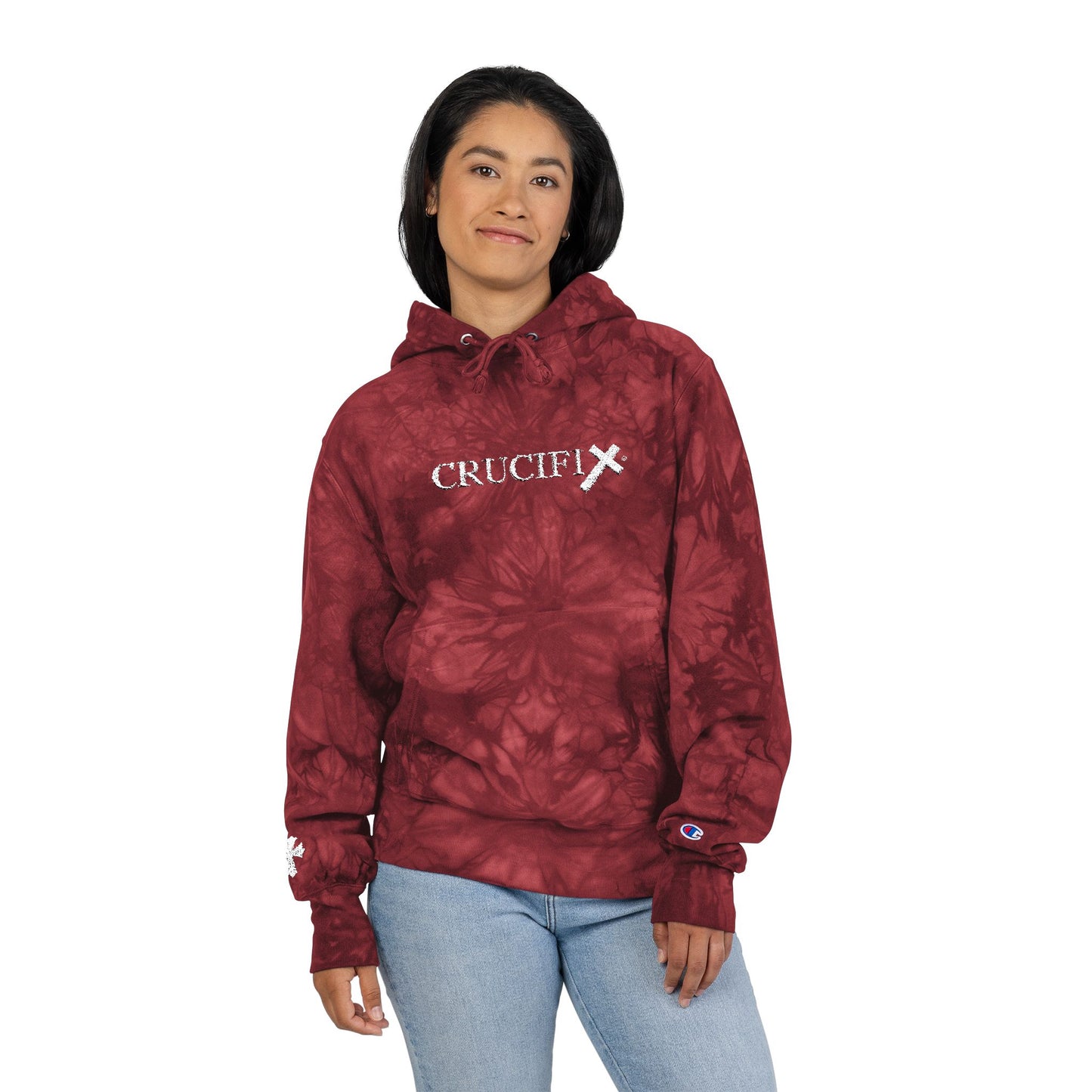 Christian Tie-Dye Hoodie – Embroidered Crucifix Pullover