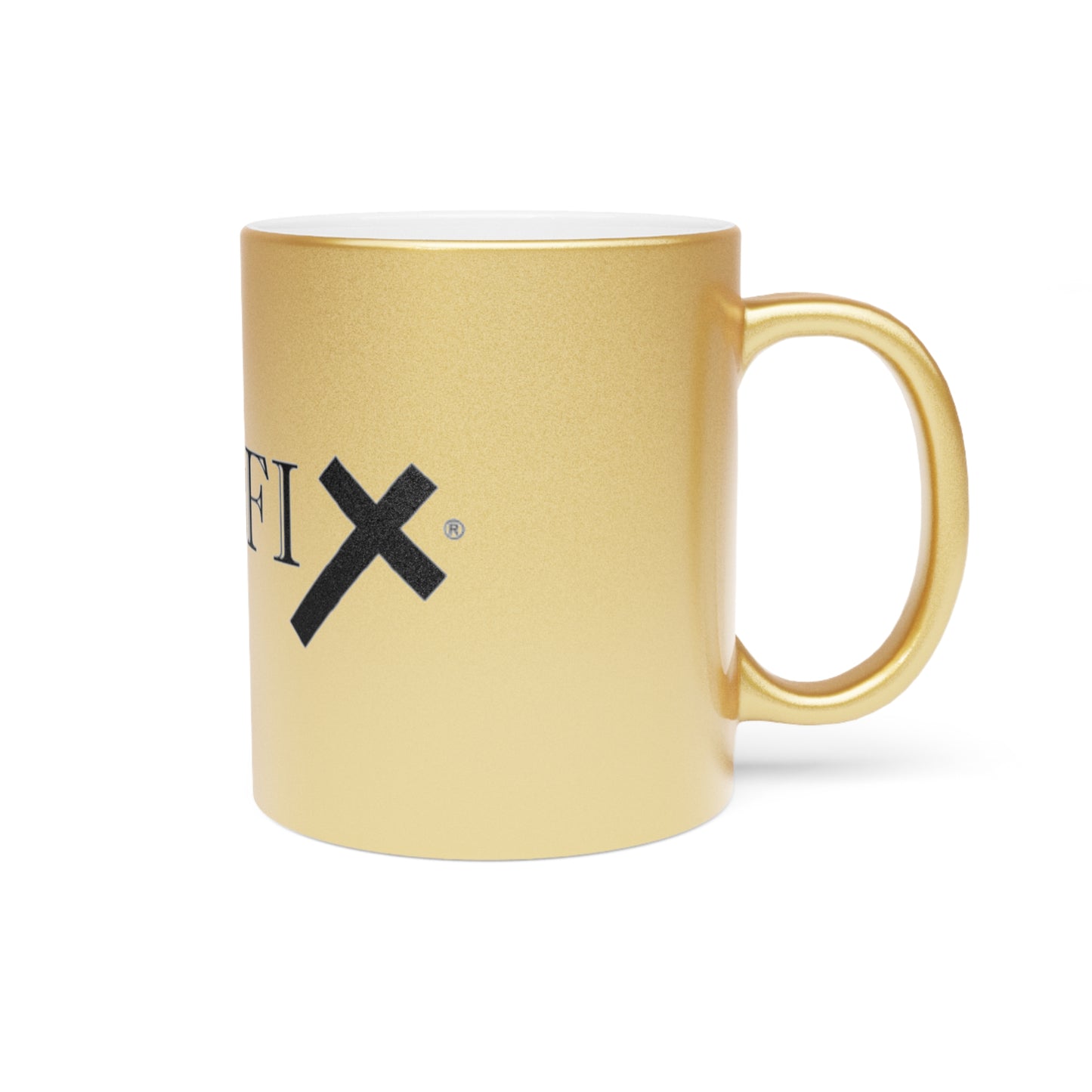 Crucifix Logo Ceramic Mug— Silver or Gold Coffee Cup