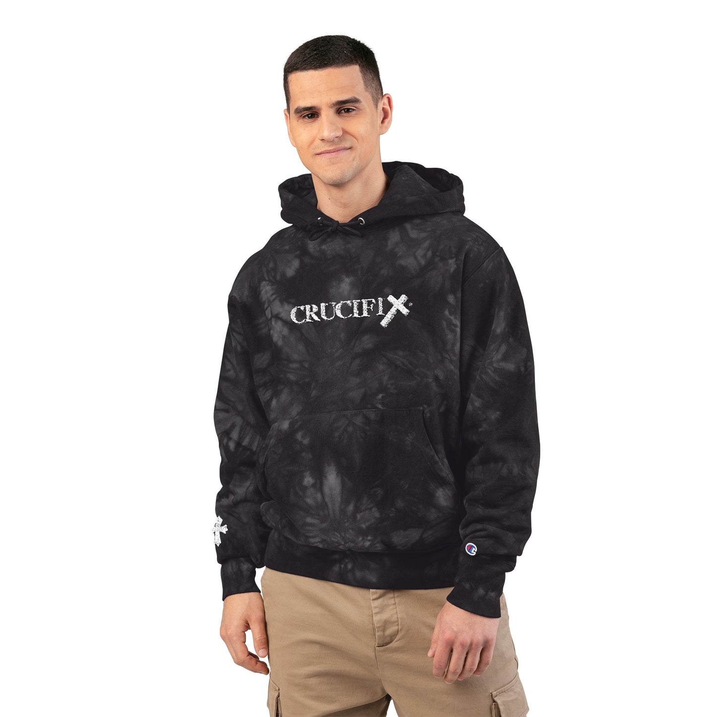 Christian Tie-Dye Hoodie – Embroidered Crucifix Pullover