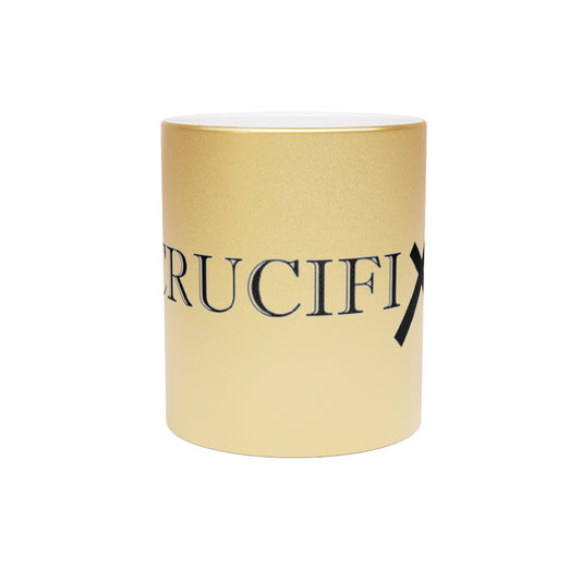 Crucifix Logo Ceramic Mug— Silver or Gold Coffee Cup