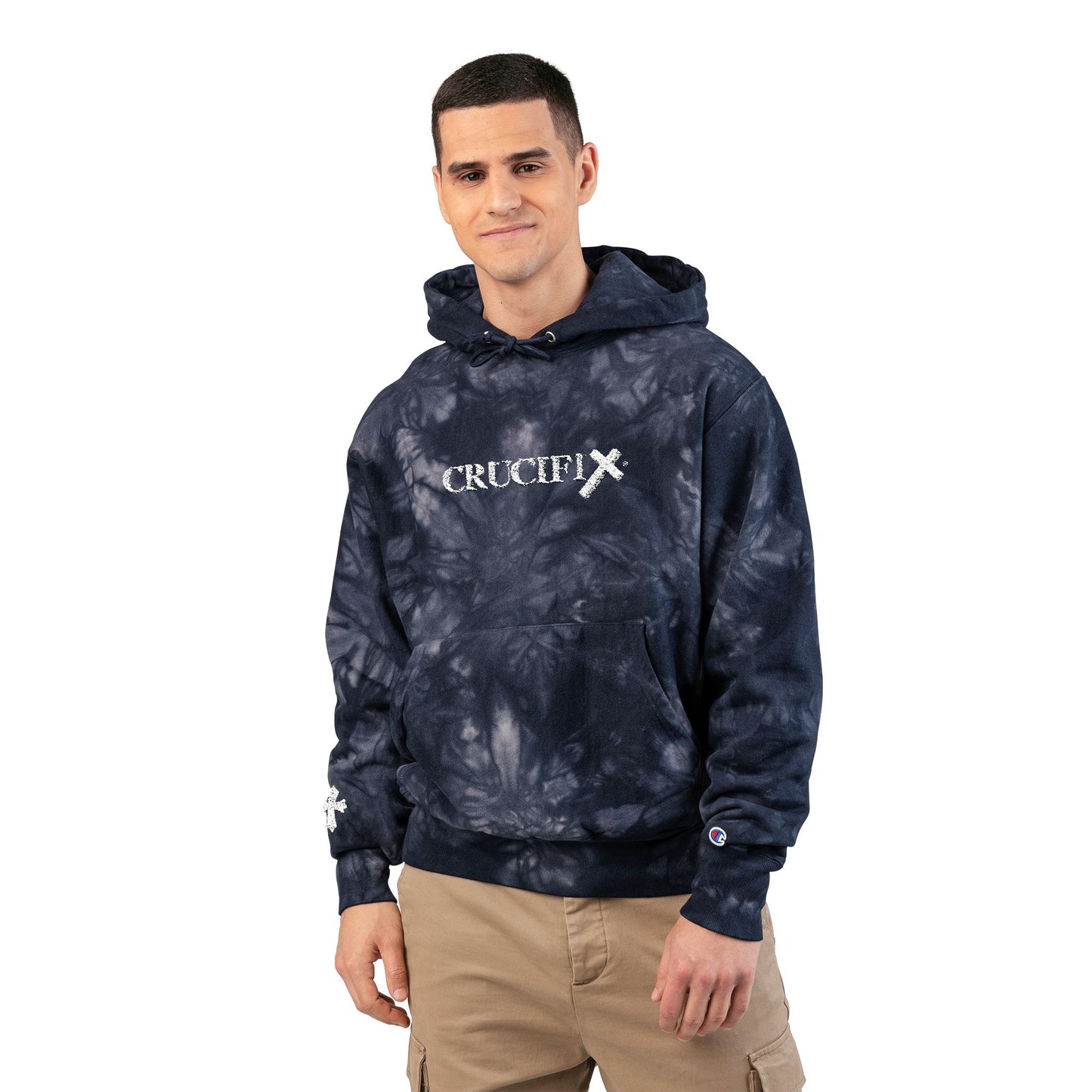 Christian Tie-Dye Hoodie – Embroidered Crucifix Pullover