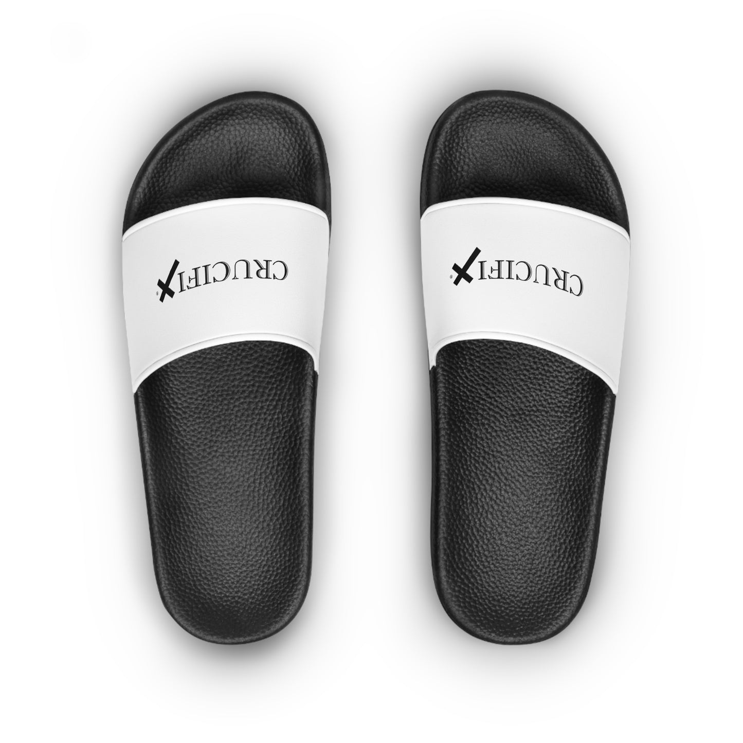 Slide Sandals — Women's 'CRUCIFIX' Monochrome Pool Slides