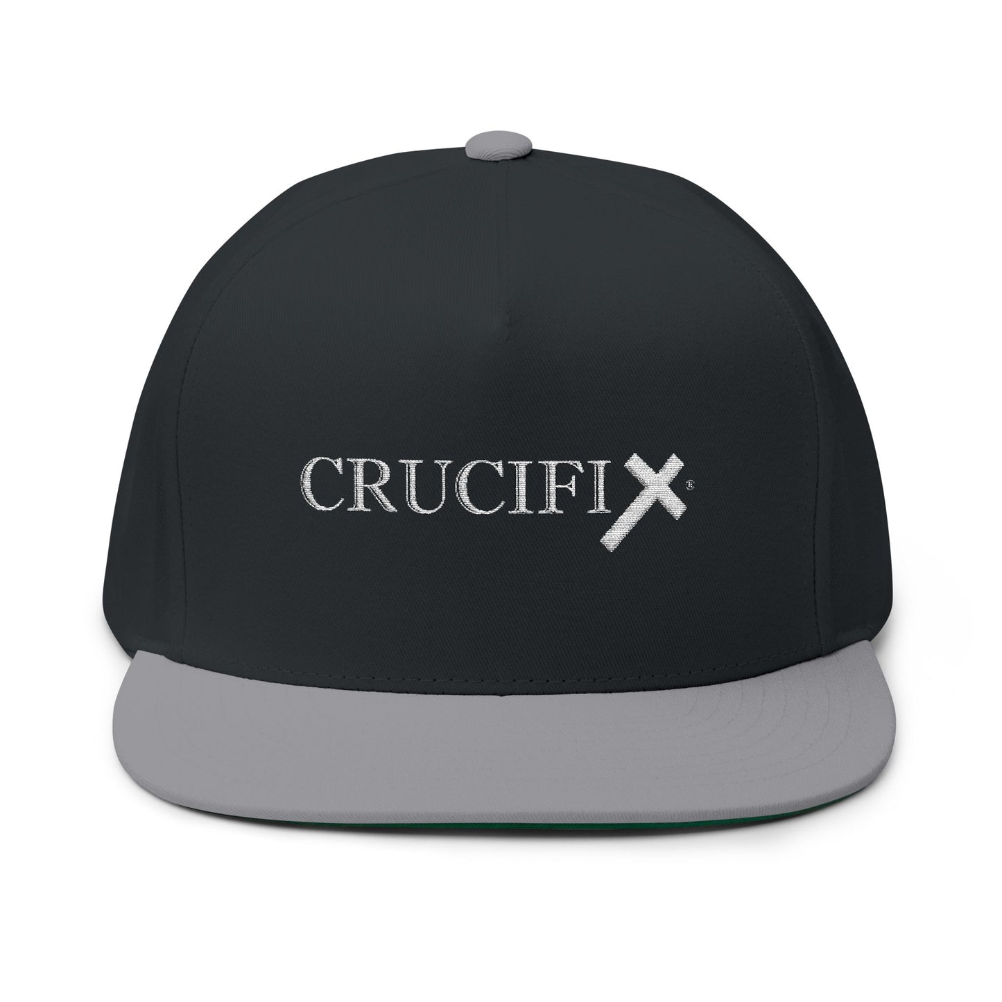 CRUCIFIX Logo Embroidered Flat Bill Cap —Snapback Hat