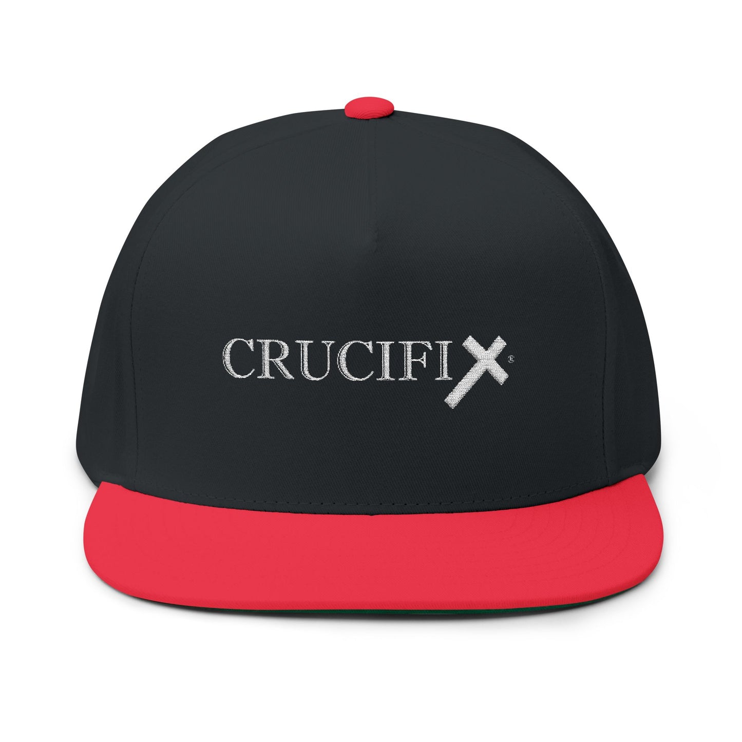 CRUCIFIX Logo Embroidered Flat Bill Cap —Snapback Hat