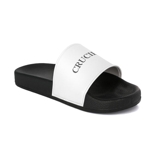 Slide Sandals — Women's 'CRUCIFIX' Monochrome Pool Slides