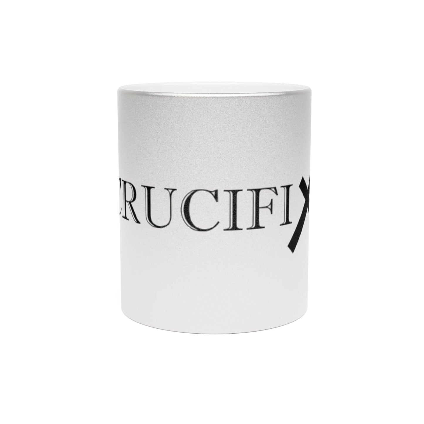 Crucifix Logo Ceramic Mug— Silver or Gold Coffee Cup