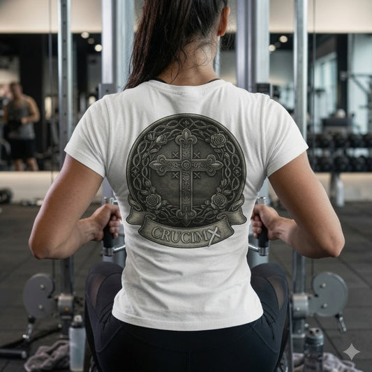 Women’s Crucifix Floral Shield Tee