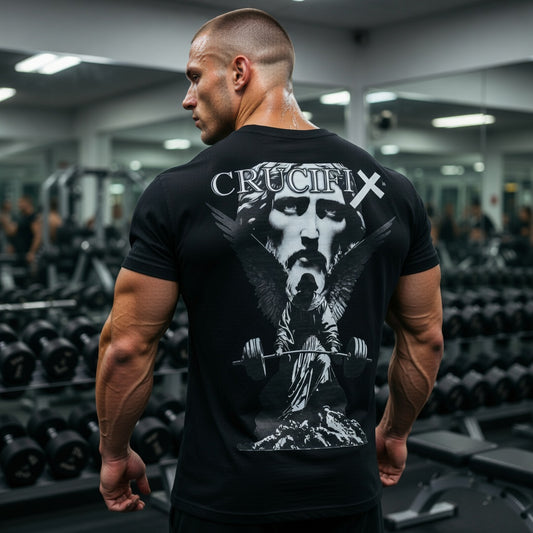 Crucifix Winged Strength Graphic T-Shirt