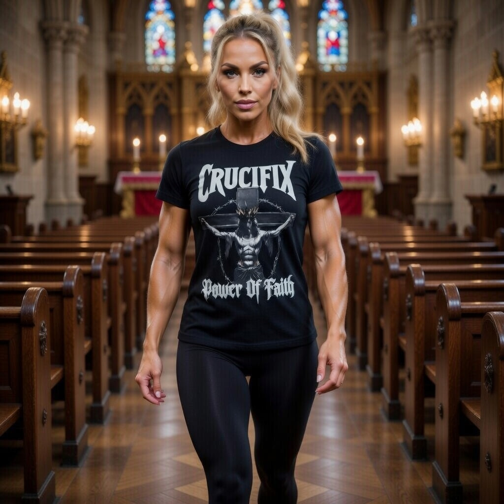 Crucifix Power of Faith Gothic Graphic T-Shirt