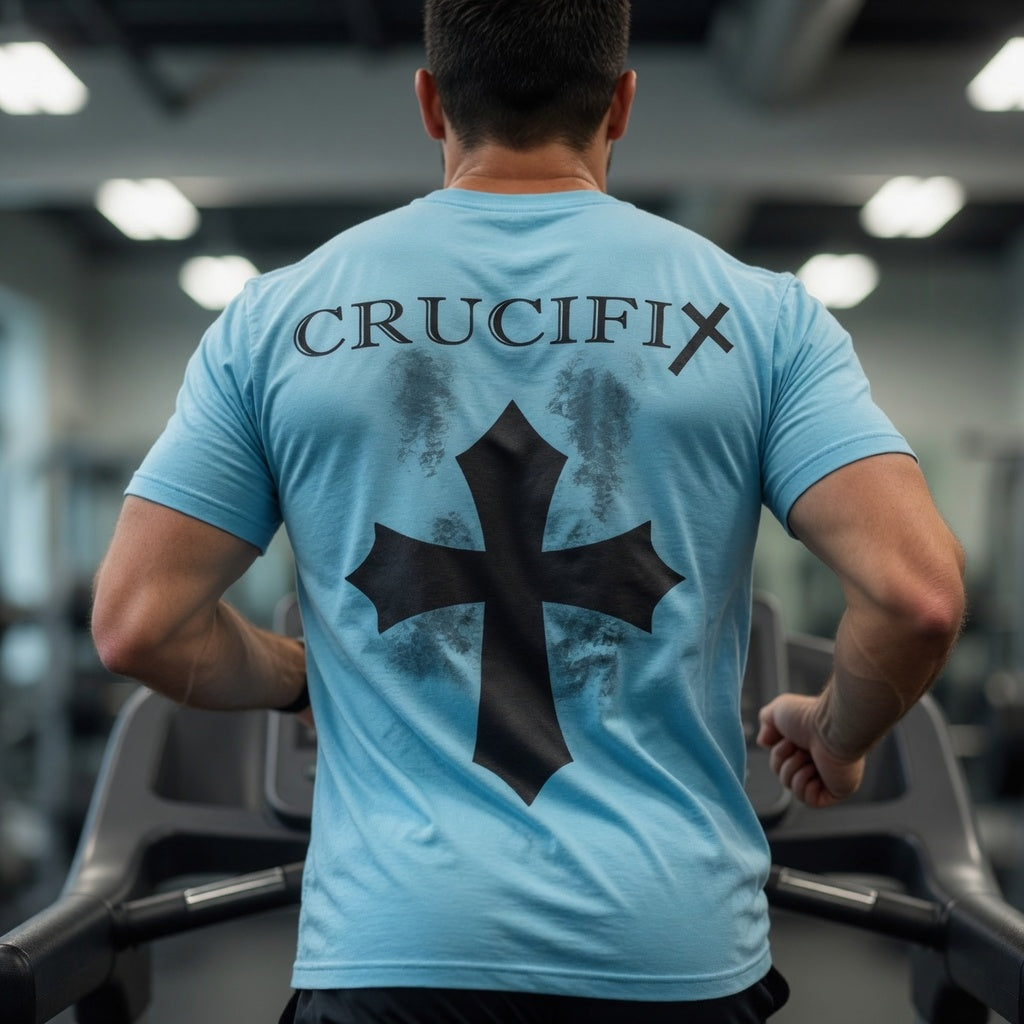 Crucifix Minimal Cross Back Graphic T-Shirt