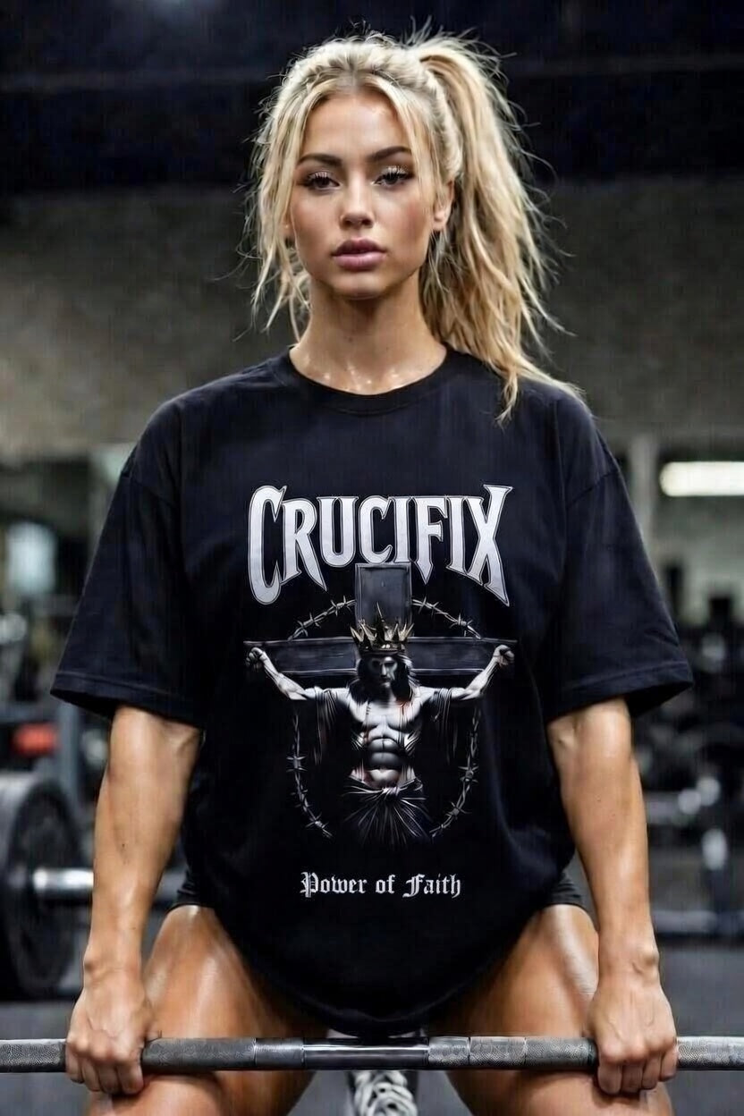 Crucifix Power of Faith Gothic Graphic T-Shirt