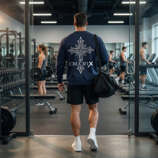 Crucifix Royal Cross Long Sleeve Crewneck Sweatshirt