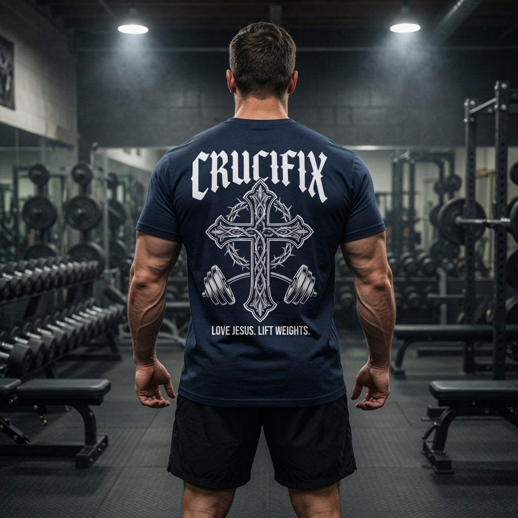 Crucifix Love Jesus Lift Weights Graphic T-Shirt