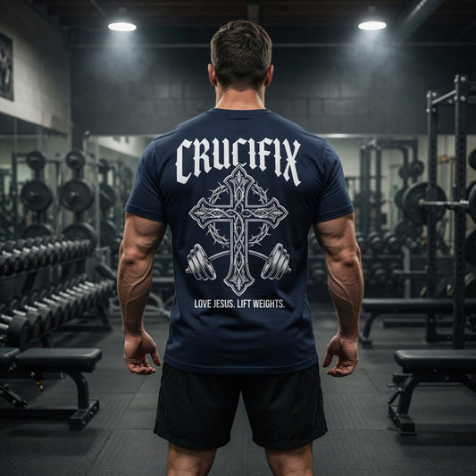 Crucifix Love Jesus Lift Weights Graphic T-Shirt