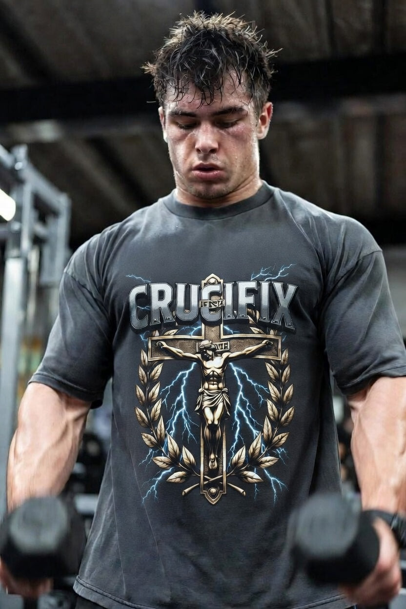 Crucifix Lightning Cross Graphic T-Shirt