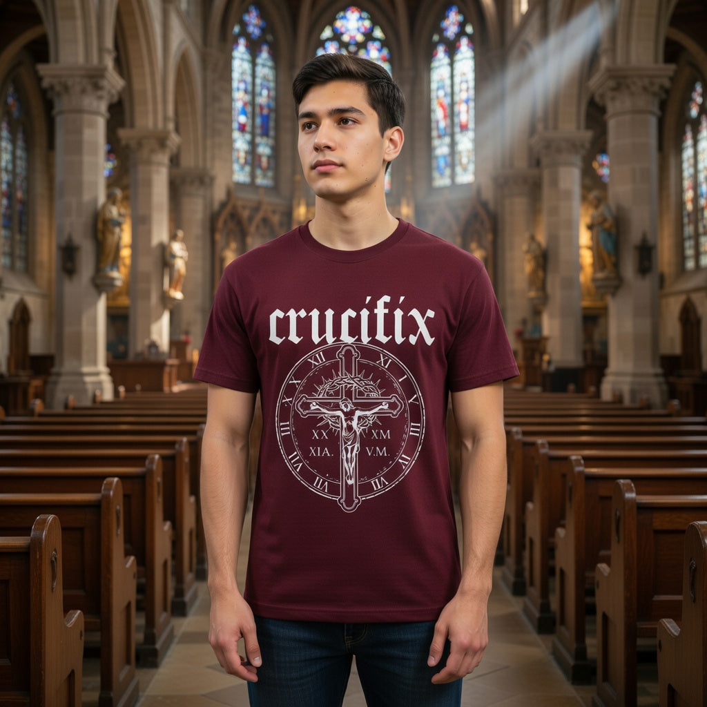Crucifix Gothic Clock Cross Graphic T-Shirt