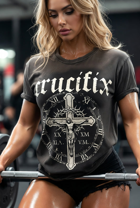Crucifix Gothic Clock Cross Graphic T-Shirt
