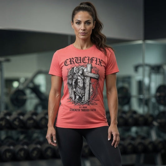 Crucifix Archangel Strength Through Faith Graphic T-Shirt